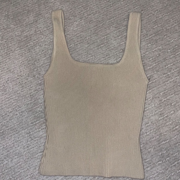 BABATON Sculpt Knit Square Neck Tank - 2XS, Matte Pearl - Picture 4 of 5